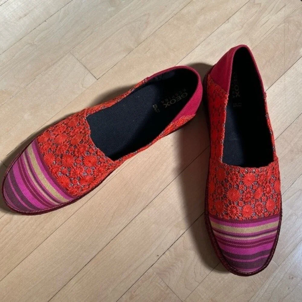 GEOX Respira Stripe and Laser Cut Espadrilles 10